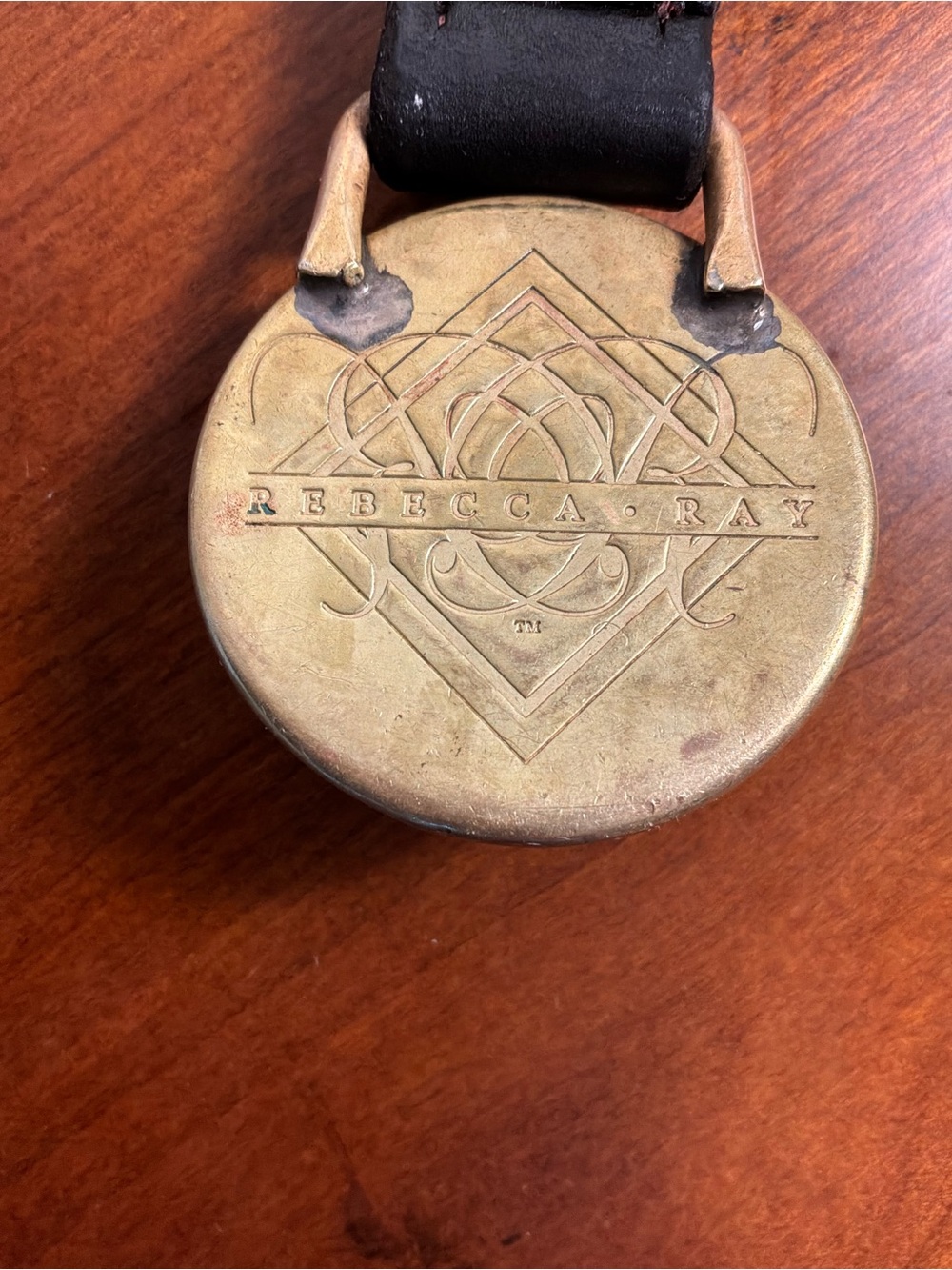 Fox Art Brass & Brown Leather Key c Holder Charm - Picture 4 of 5